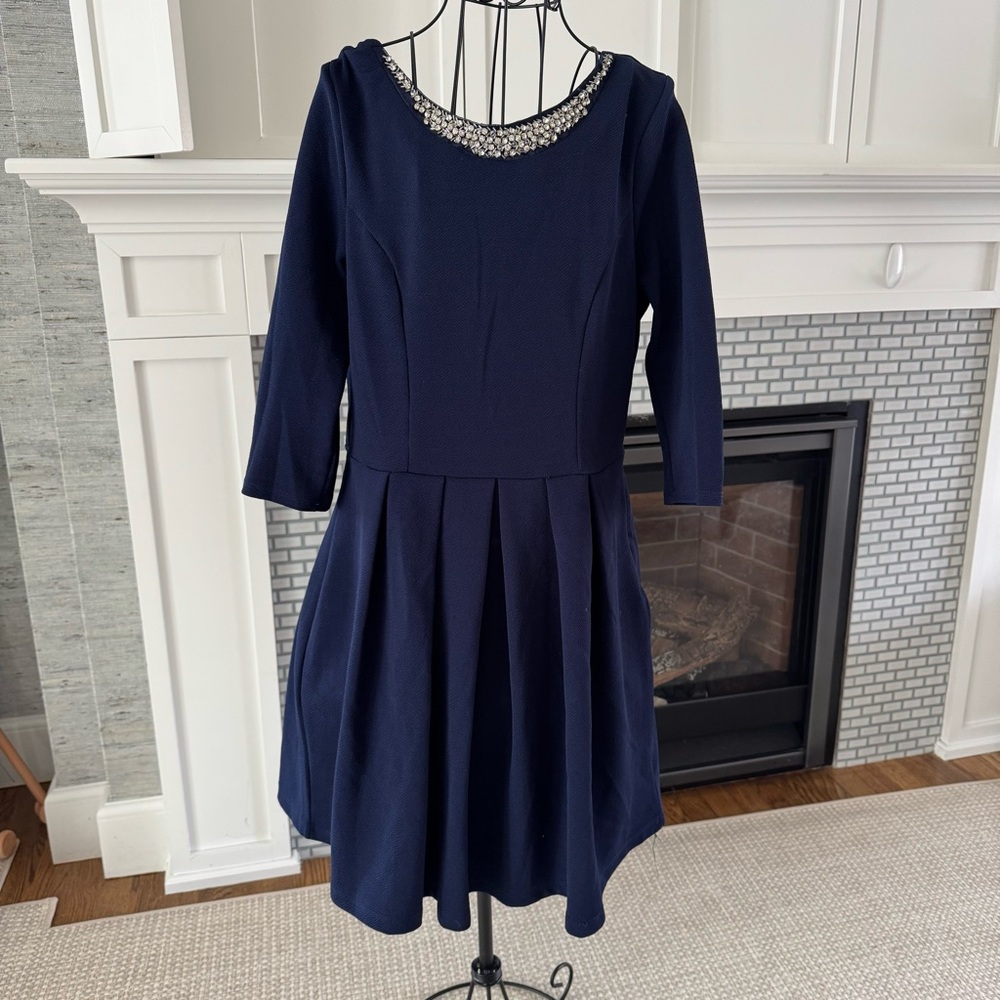 Women’s Navy Large Miami short dress with embellished neckline